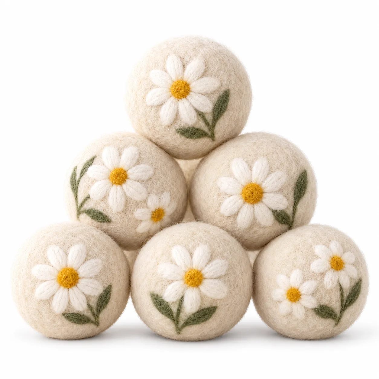 Daisy Pattern Dryer Balls 6 Pack